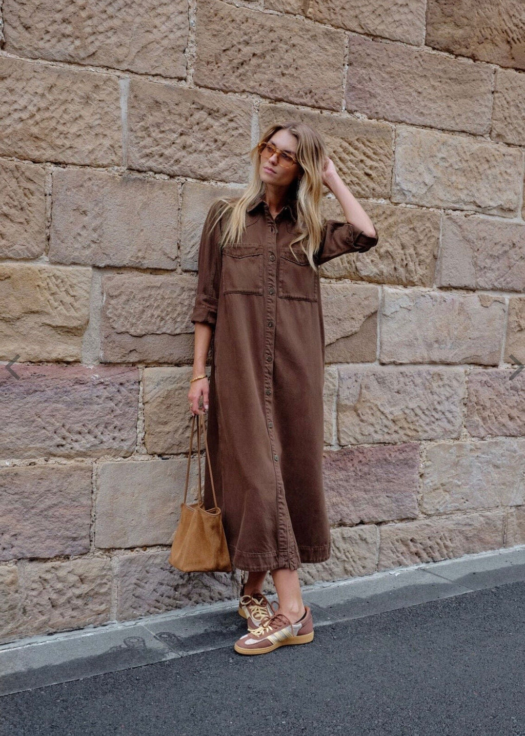Rae Long Sleeve Midi Dress ~ Chocolate