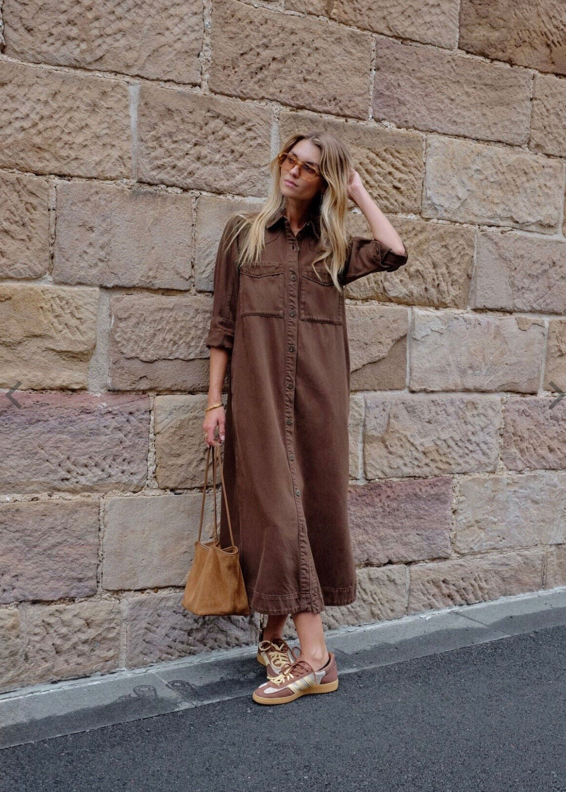 Rae Long Sleeve Midi Dress ~ Chocolate