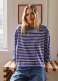Beau Long Sleeve Slouchy Tee ~ Polo Blue/White