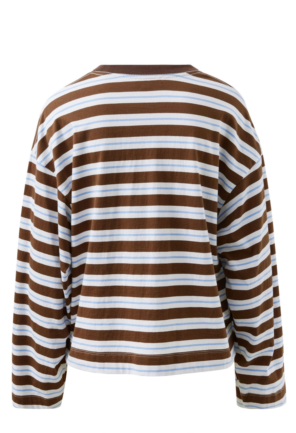 Beau Long Sleeve Slouchy Tee ~ Cocoa Sky Blue Stripe