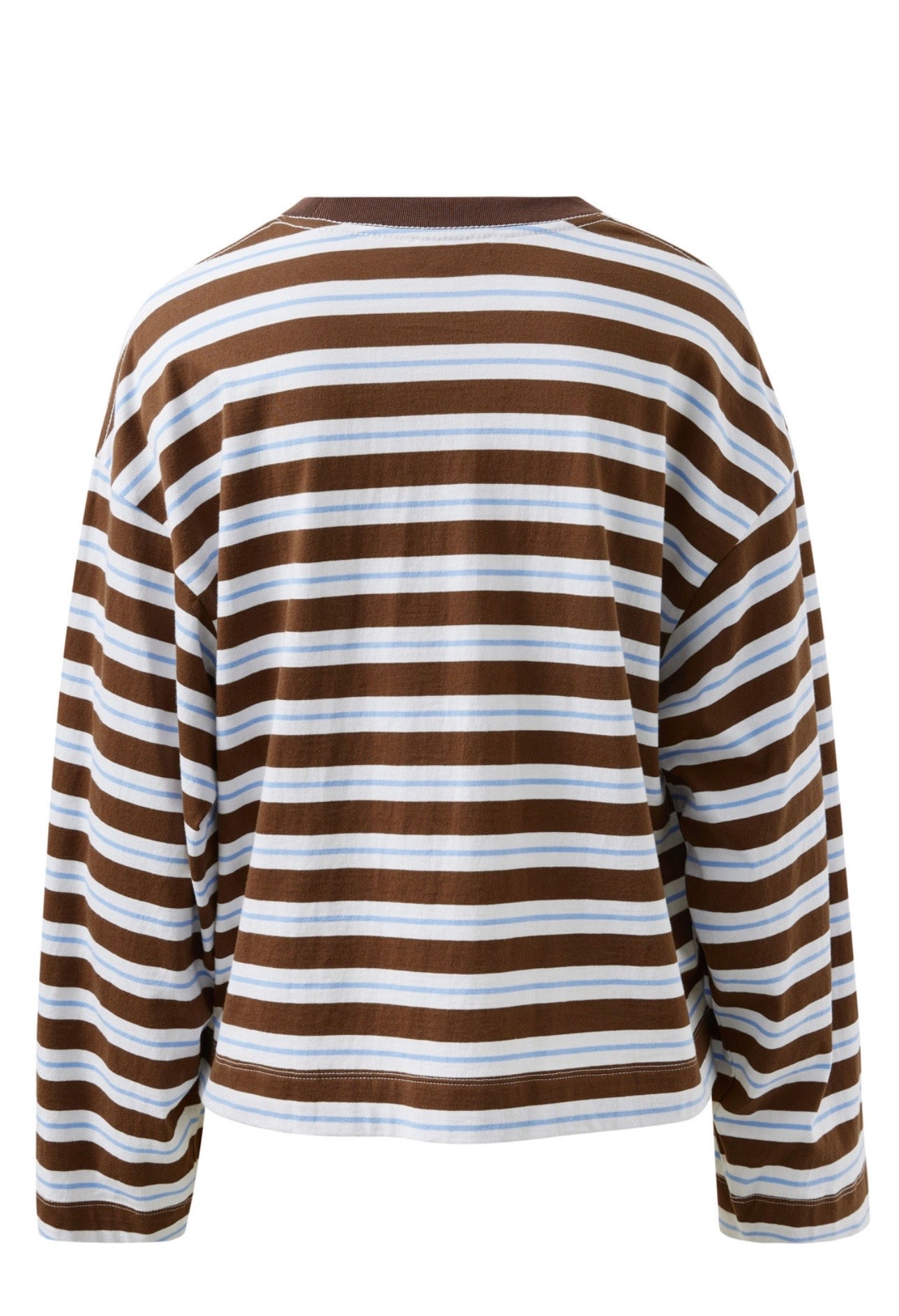 Beau Long Sleeve Slouchy Tee ~ Cocoa Sky Blue Stripe