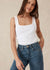 Contour Rib Square Neck Singlet ~ White