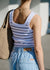 Contour Rib Square Neck Singlet ~ White/Navy Stripe