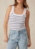 Contour Rib Square Neck Singlet ~ White/Navy Stripe