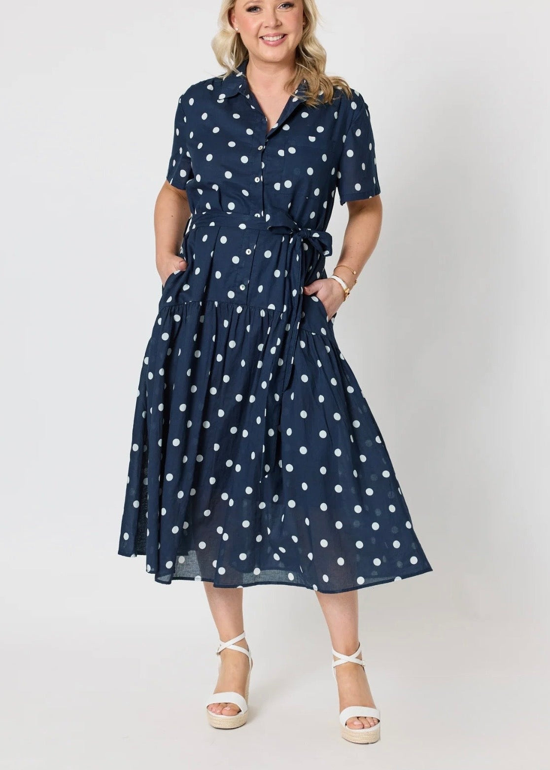 Riviera Spot Dress ~ Navy/White