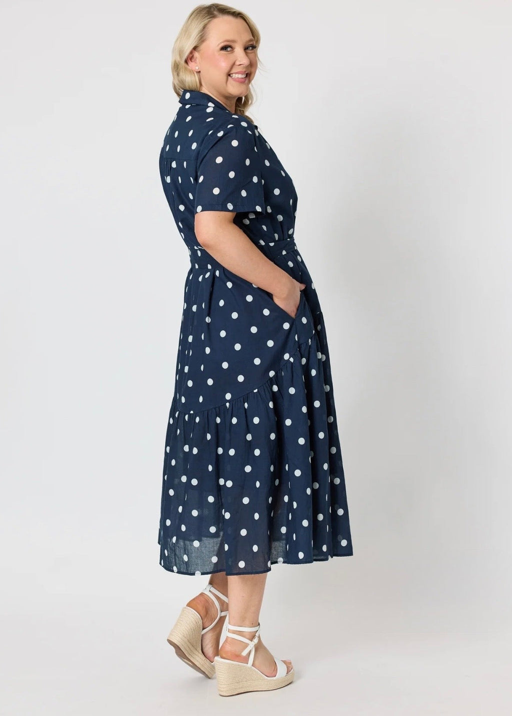 Riviera Spot Dress ~ Navy/White