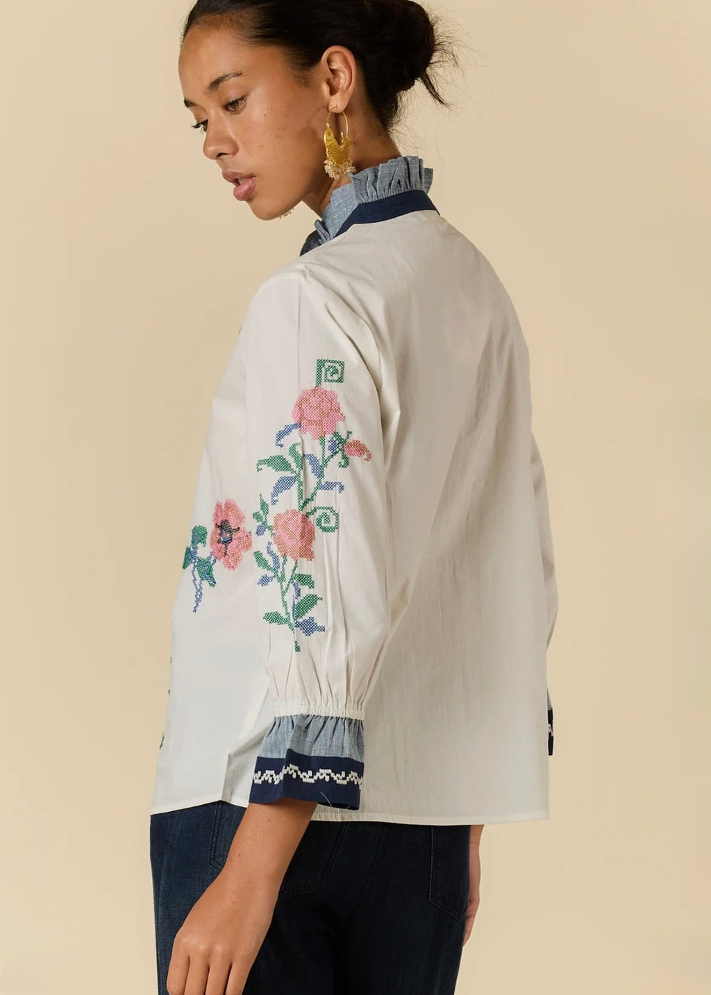 Lara Frill Top ~ Cream