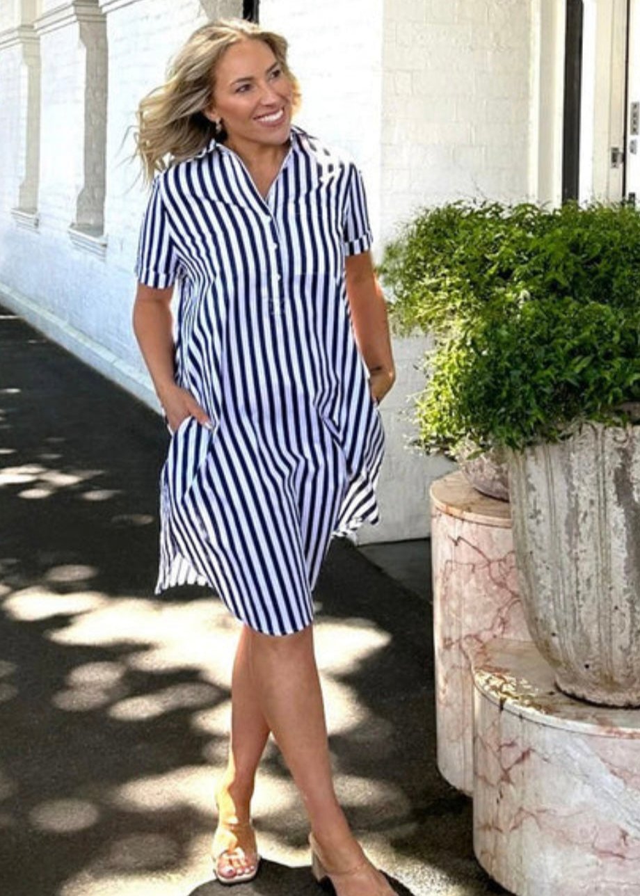 Karina Dress ~ Navy Stripe