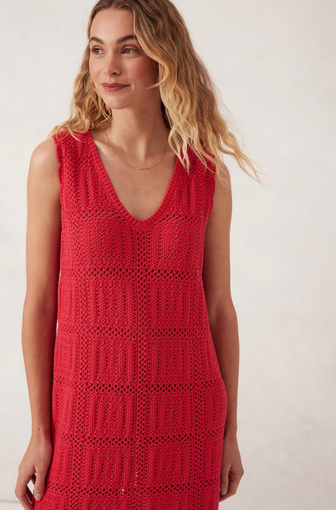 Square Knit Midi Tank Dress ~ Heritage Red