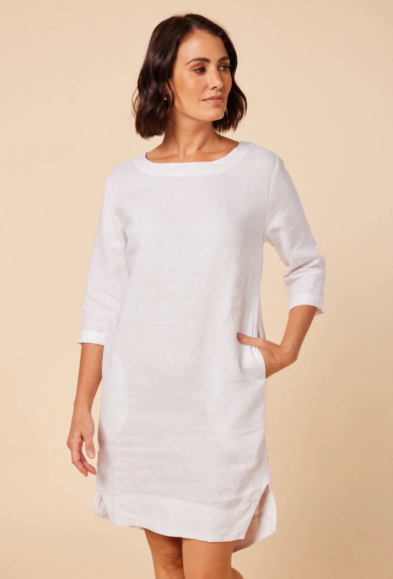 Boatneck Shift Dress ~ White