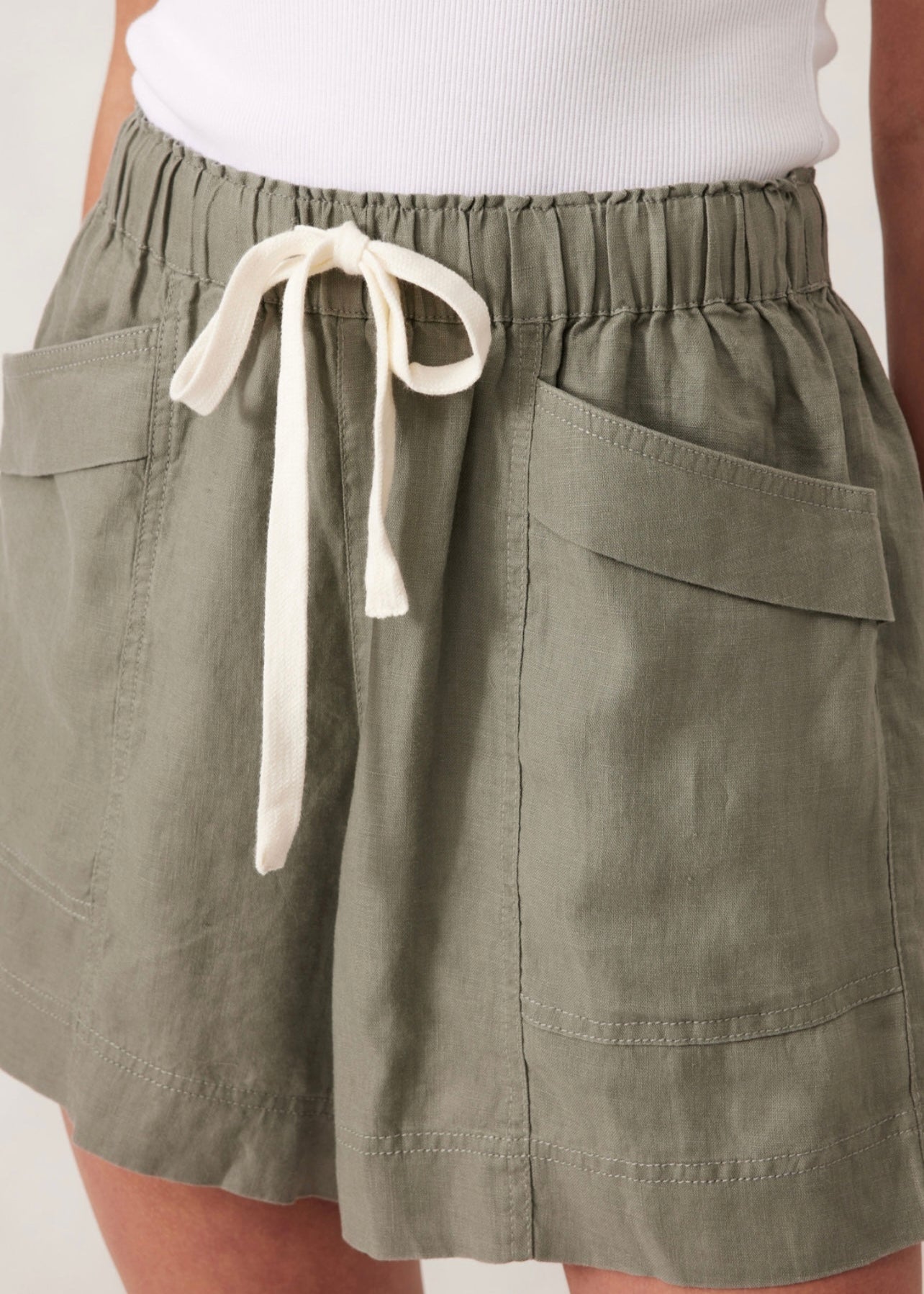 Panelled Pull on Short ~ Khaki