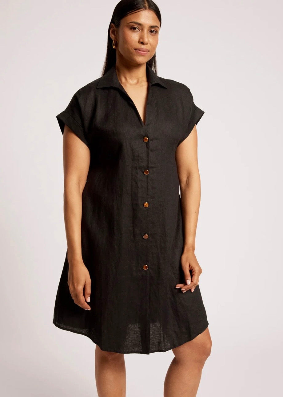 Maris Shirt Dress ~ Black