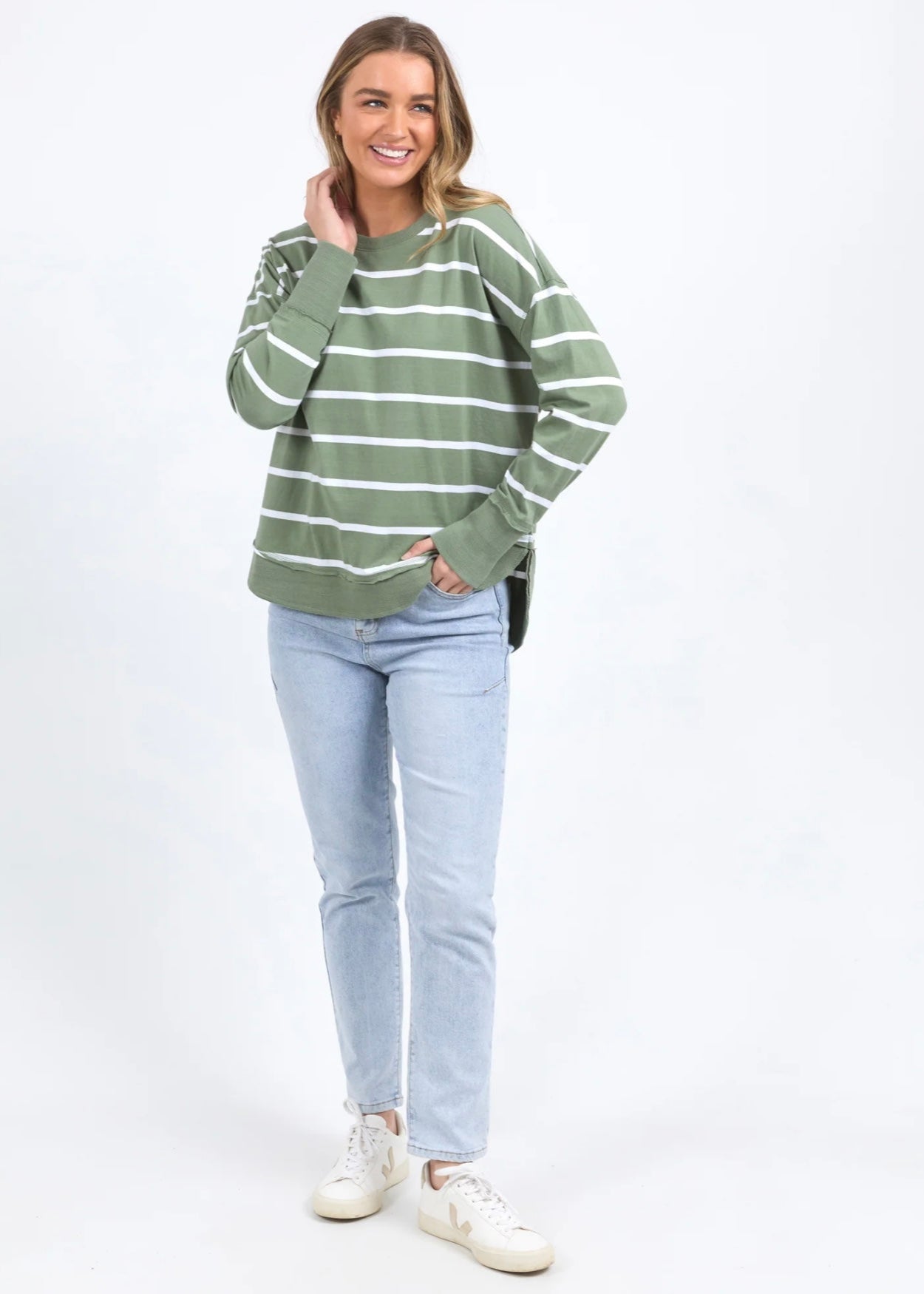 Farrah Stripe Long Sleeve ~ Sage
