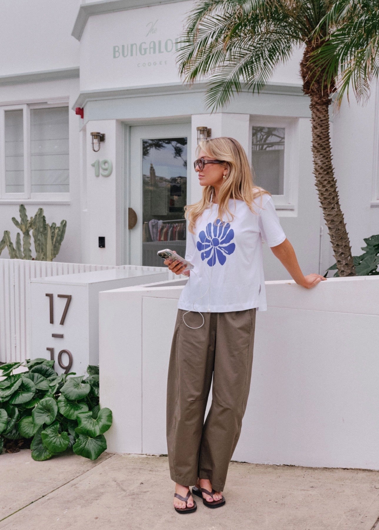 Stevie Slouchy Tee ~ White/Ceres Flora