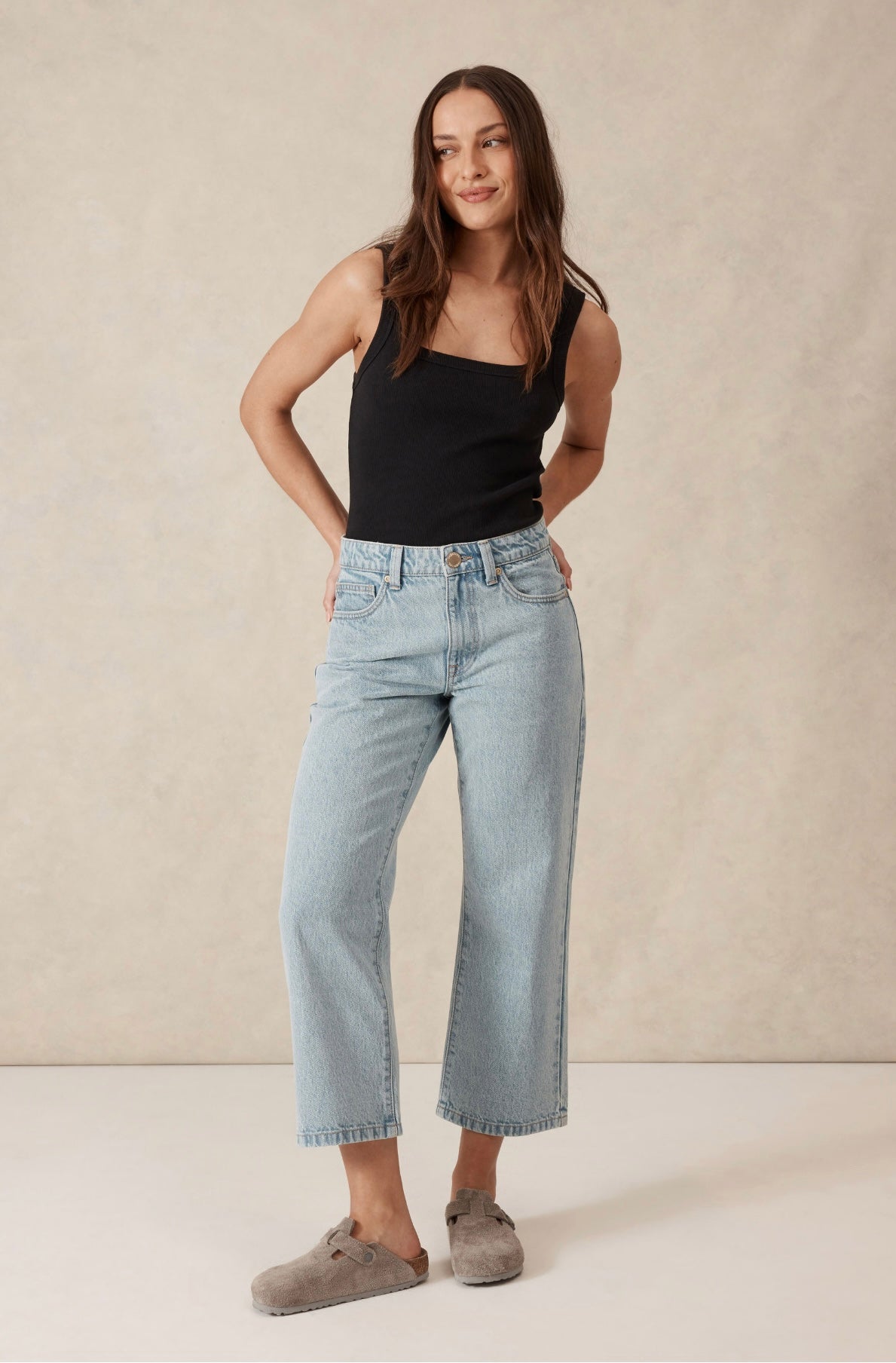 Zaeli Contour Rib Square Neck Tank ~ Black