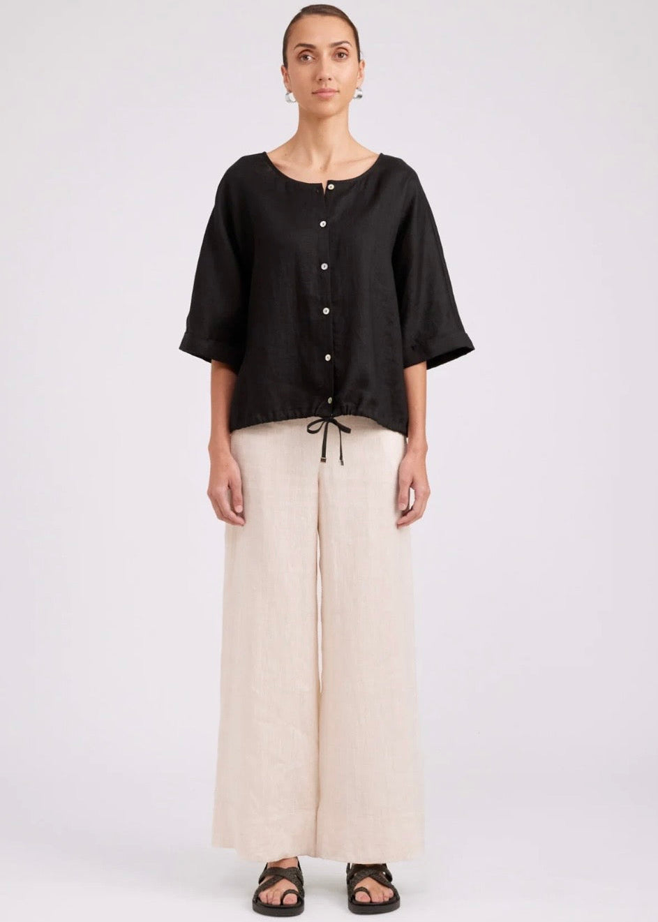 Studio Button Top/Jacket ~ Black