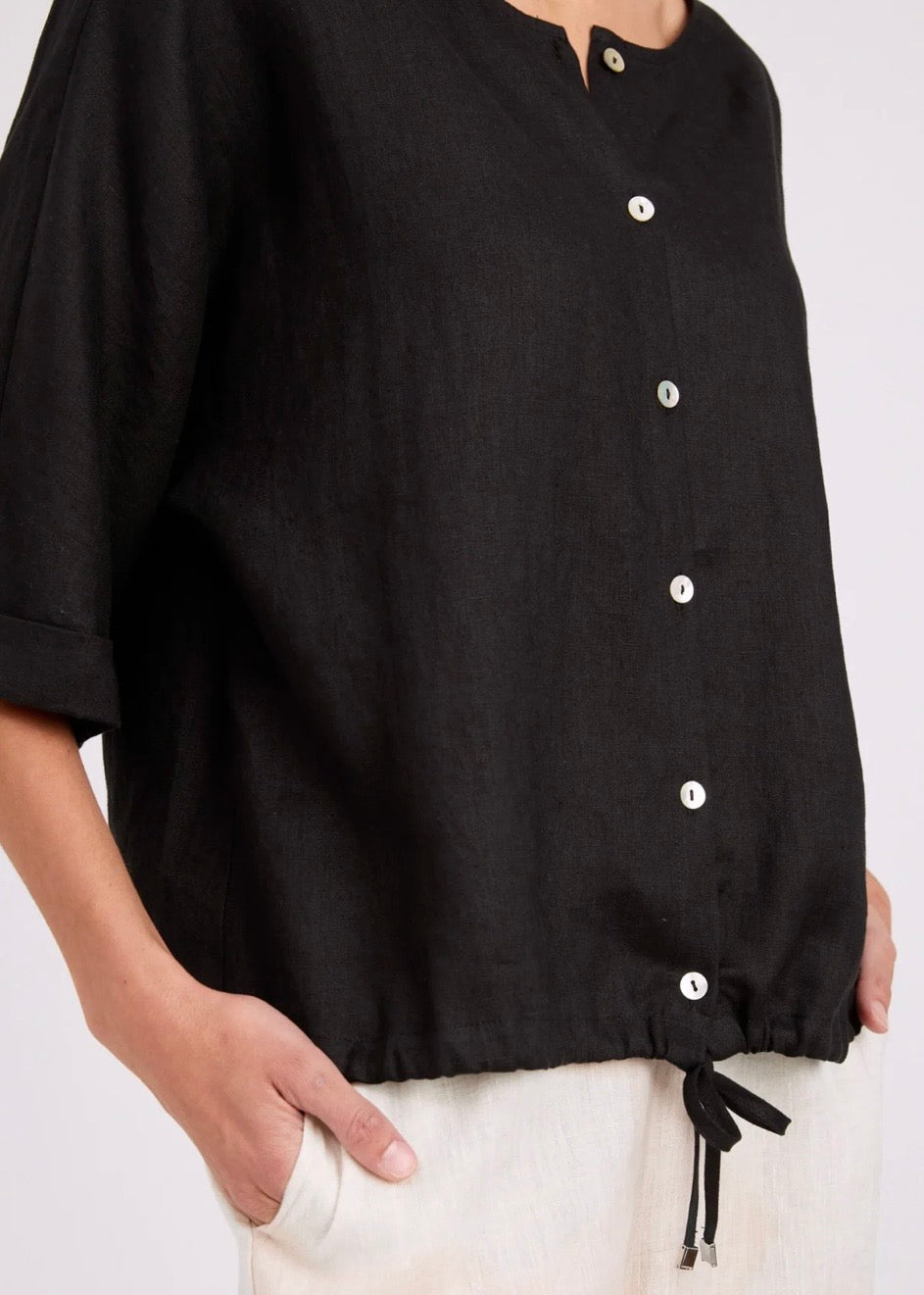Studio Button Top/Jacket ~ Black