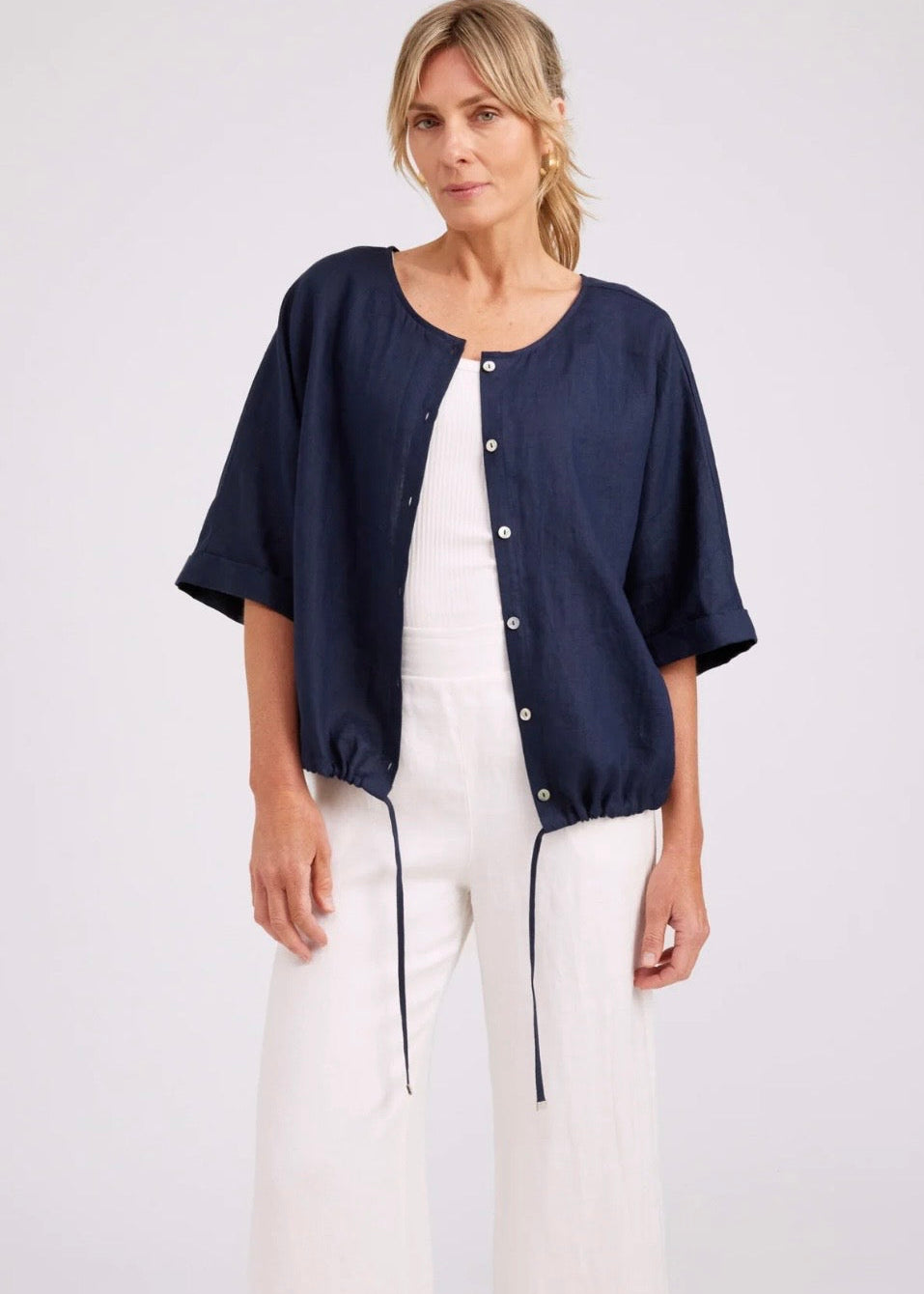 Studio Button Top/Jacket ~ Navy