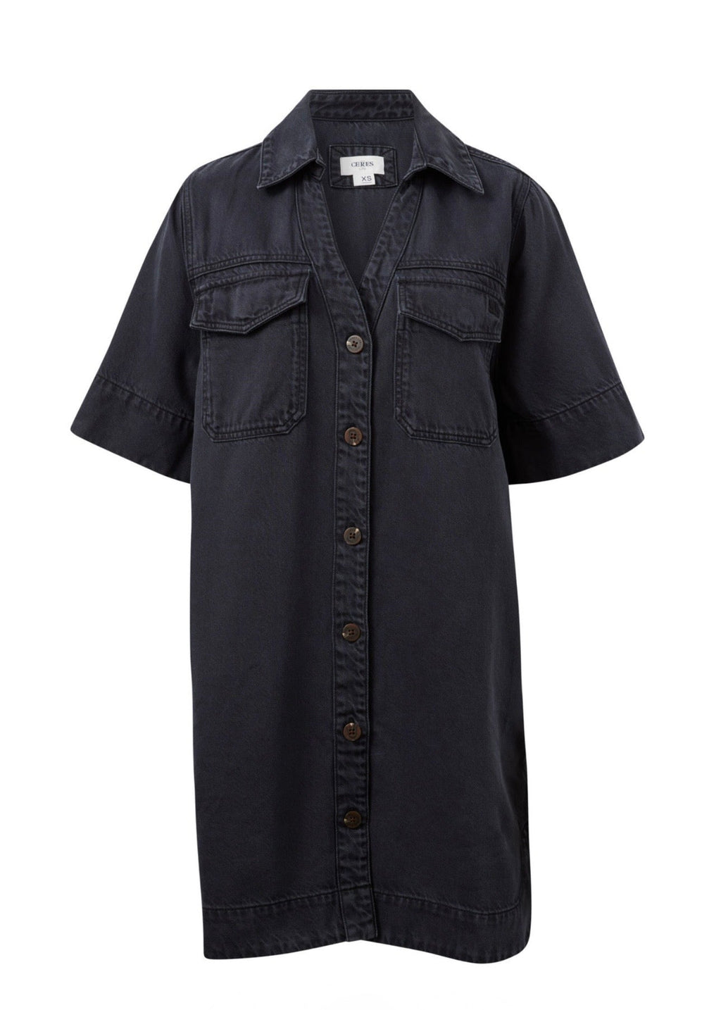Bonnie Relaxed Shirt Dress ~ Washed Black