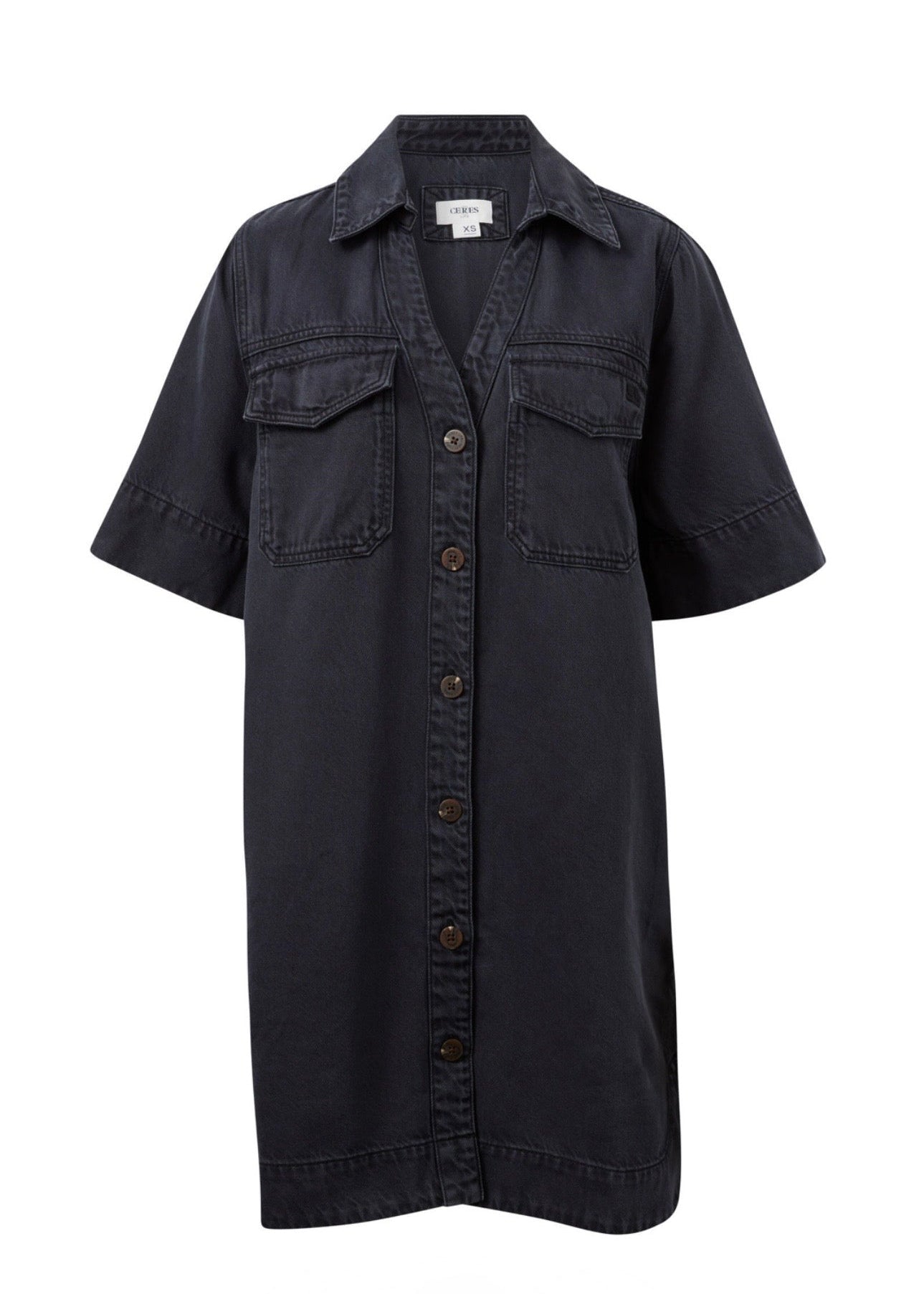 Bonnie Relaxed Shirt Dress ~ Washed Black