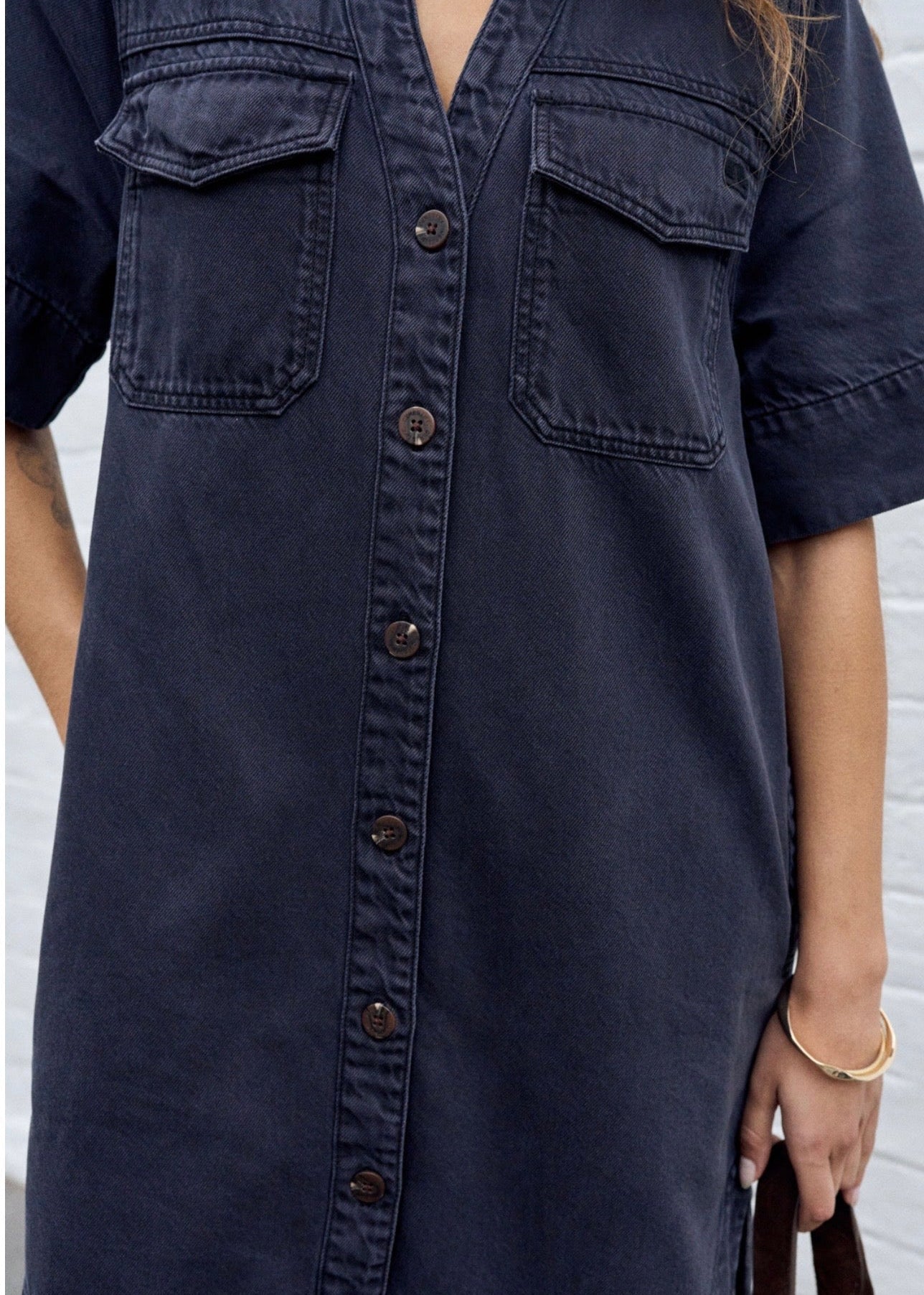 Bonnie Relaxed Shirt Dress ~ Washed Black