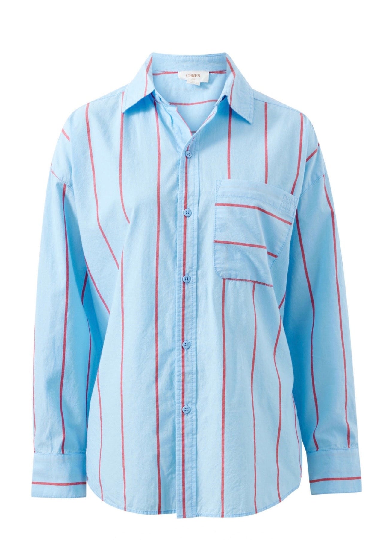 Peta Oversized Shirt ~ Fresh blue red bold stripe