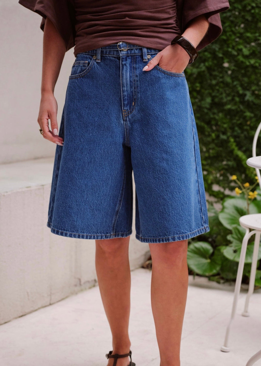 Olive Belted Short ~ Denim
