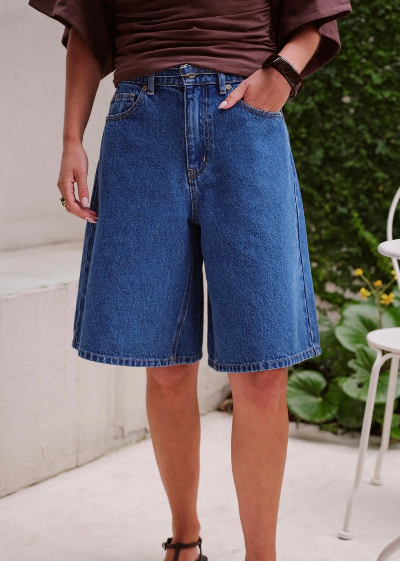 Olive Belted Short ~ Denim
