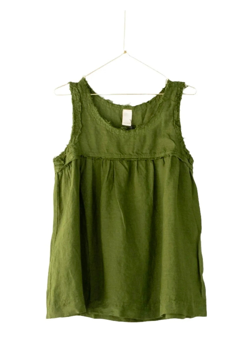 Pur Frayed Singlet ~ Forest Green