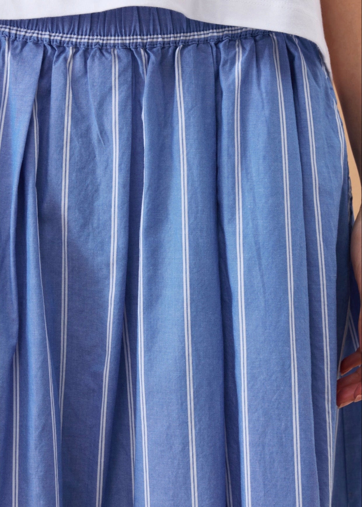 Florence Maxi Skirt ~ Oxford blue white stripe