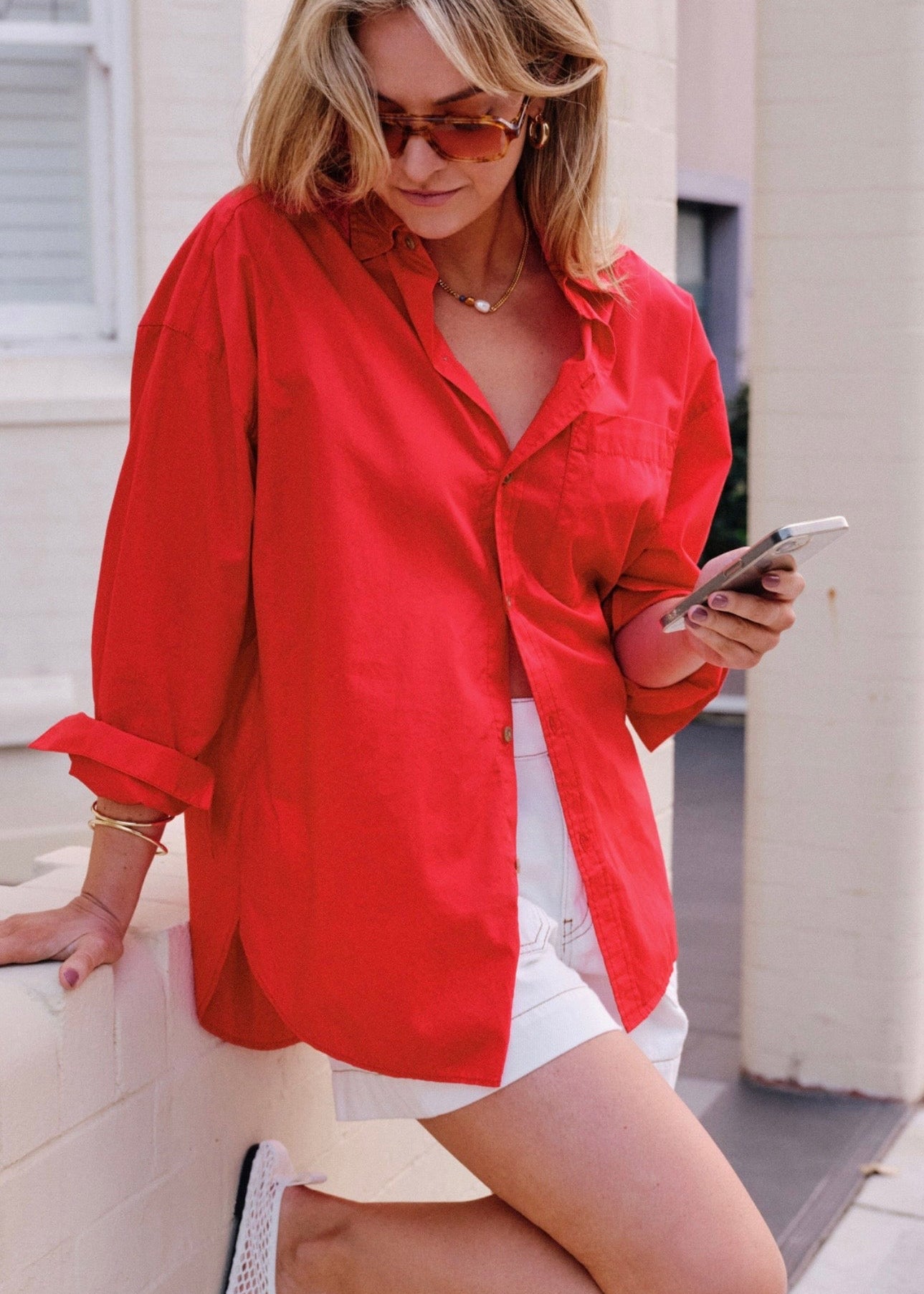 Peta Oversized Shirt ~ Heritage Red