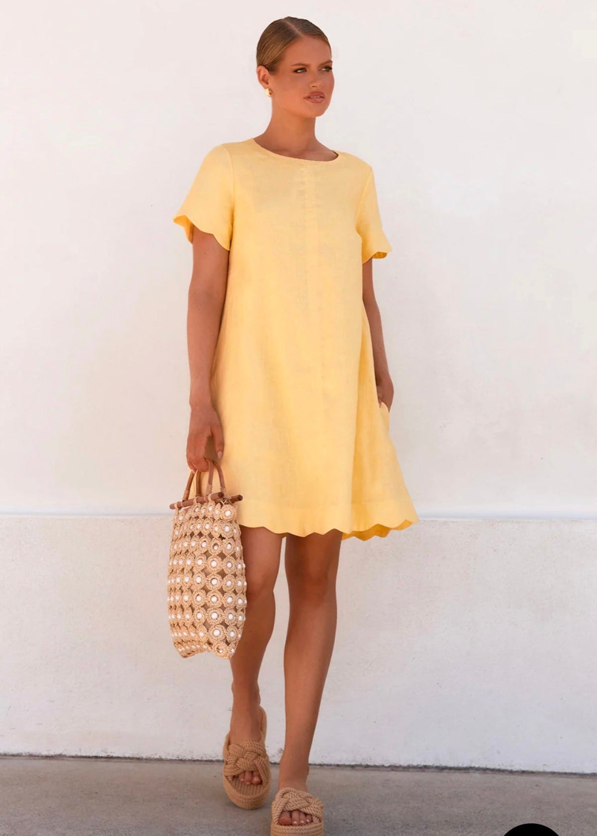 Lexi Scalloped Hem Dress ~ Lemon