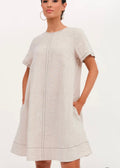 Lexi Contrast Stitch Dress ~ Natural