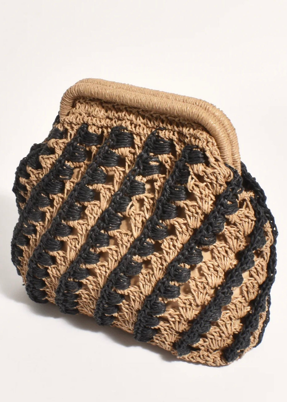 Eadie Crochet Weave Clutch ~ Black/Natural