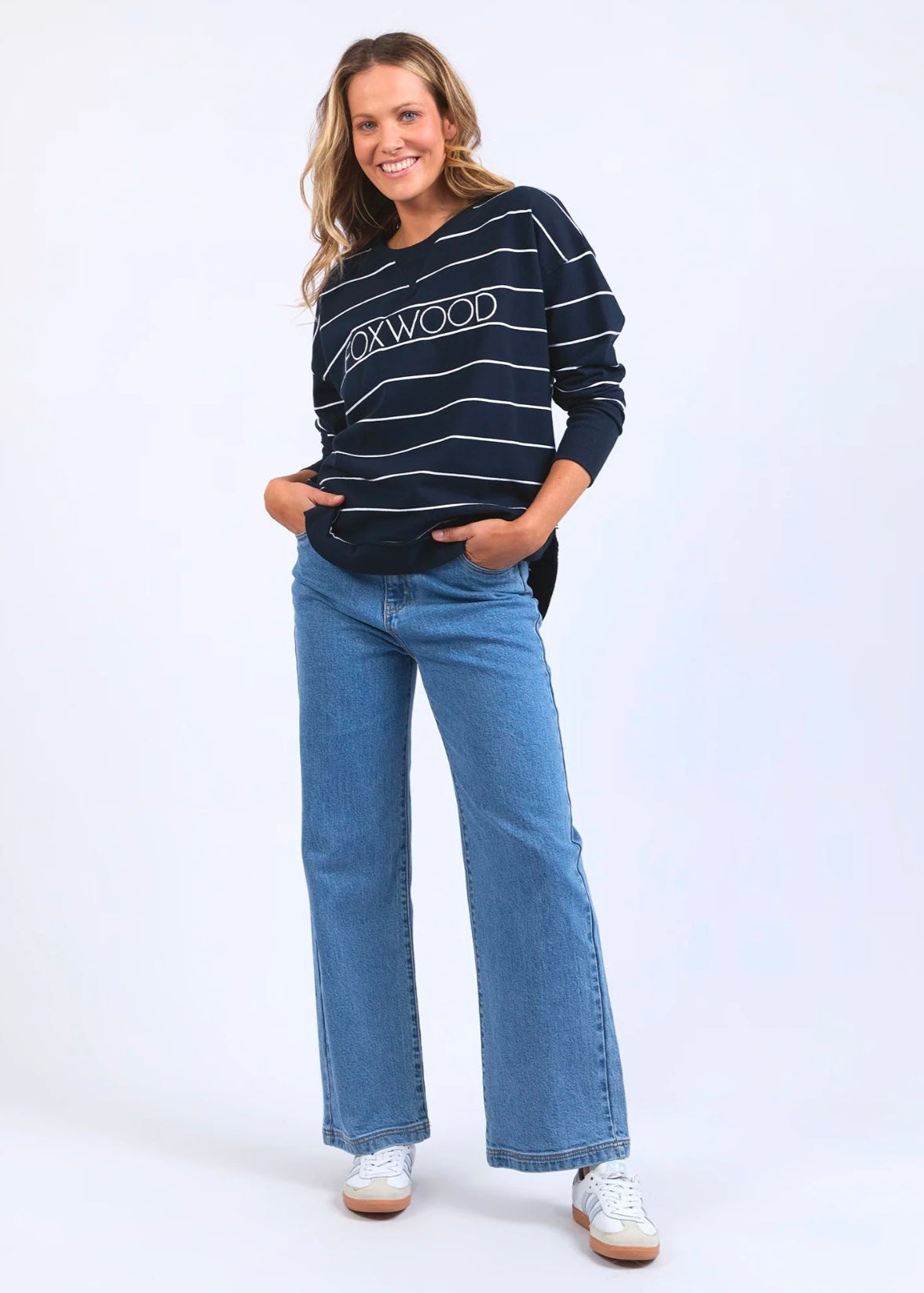 Simplified Crew ~ Navy/White Stripe