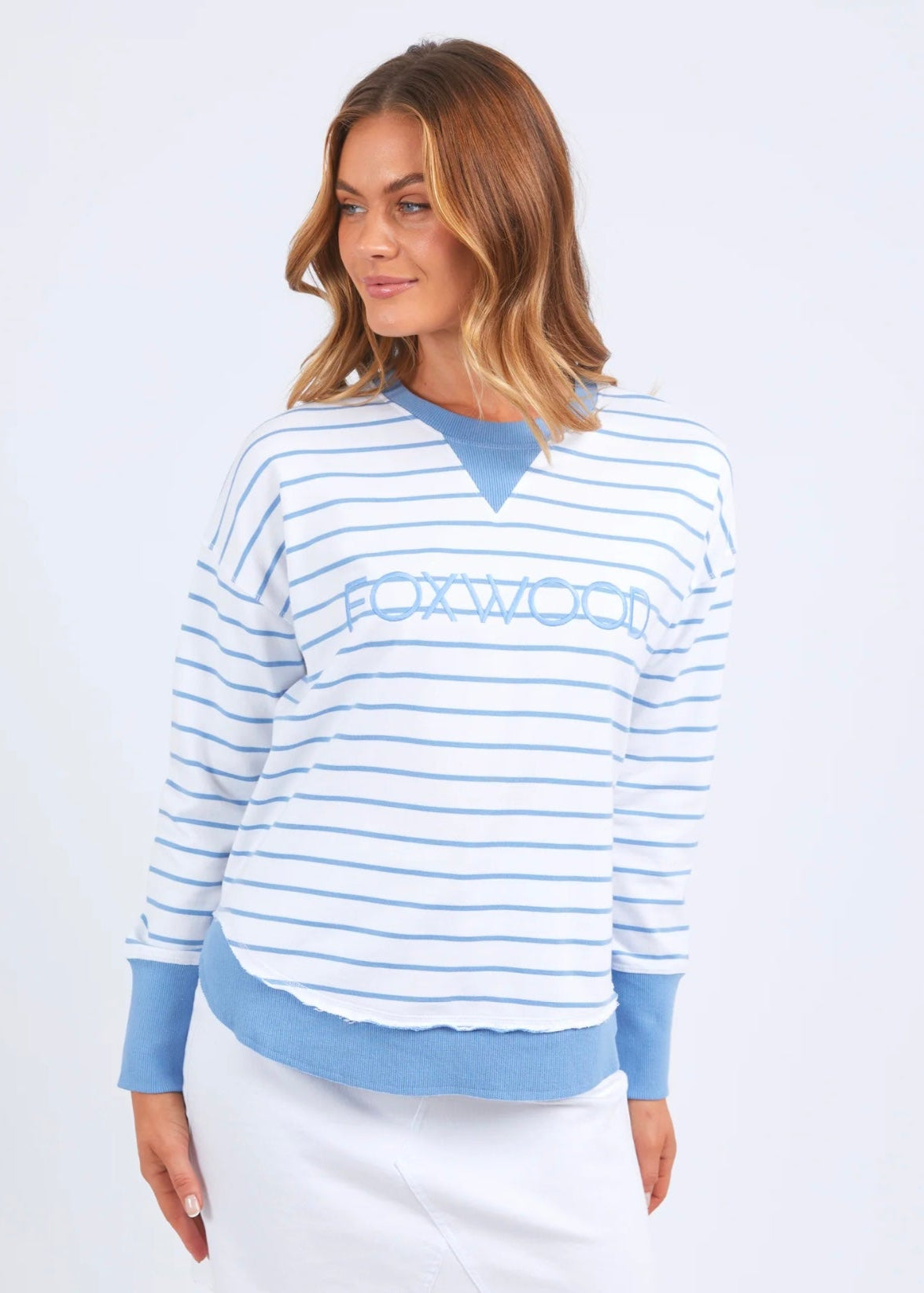Simplified Crew ~ Stripe Neon Blue