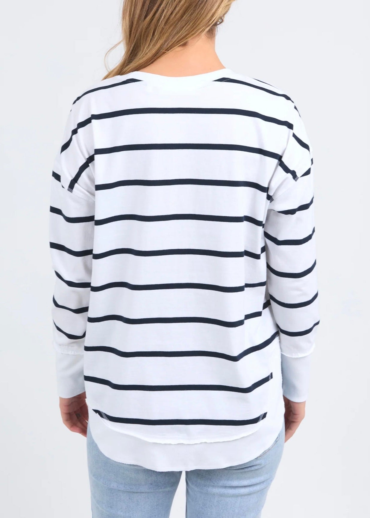 Farrah Stripe Long Sleeve ~ White/Navy