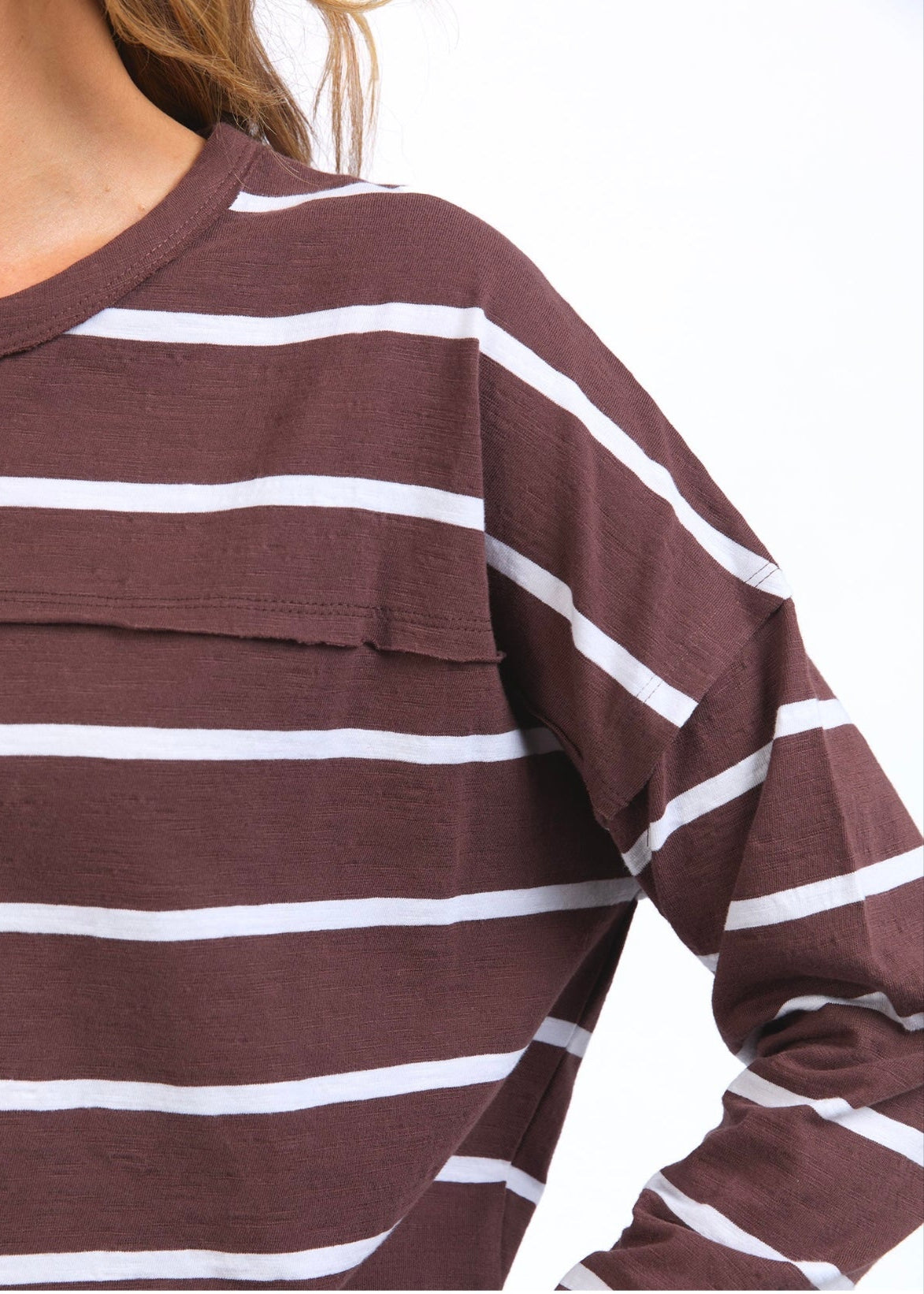 Jayne Stripe Throw On Top ~ Chocolate/White