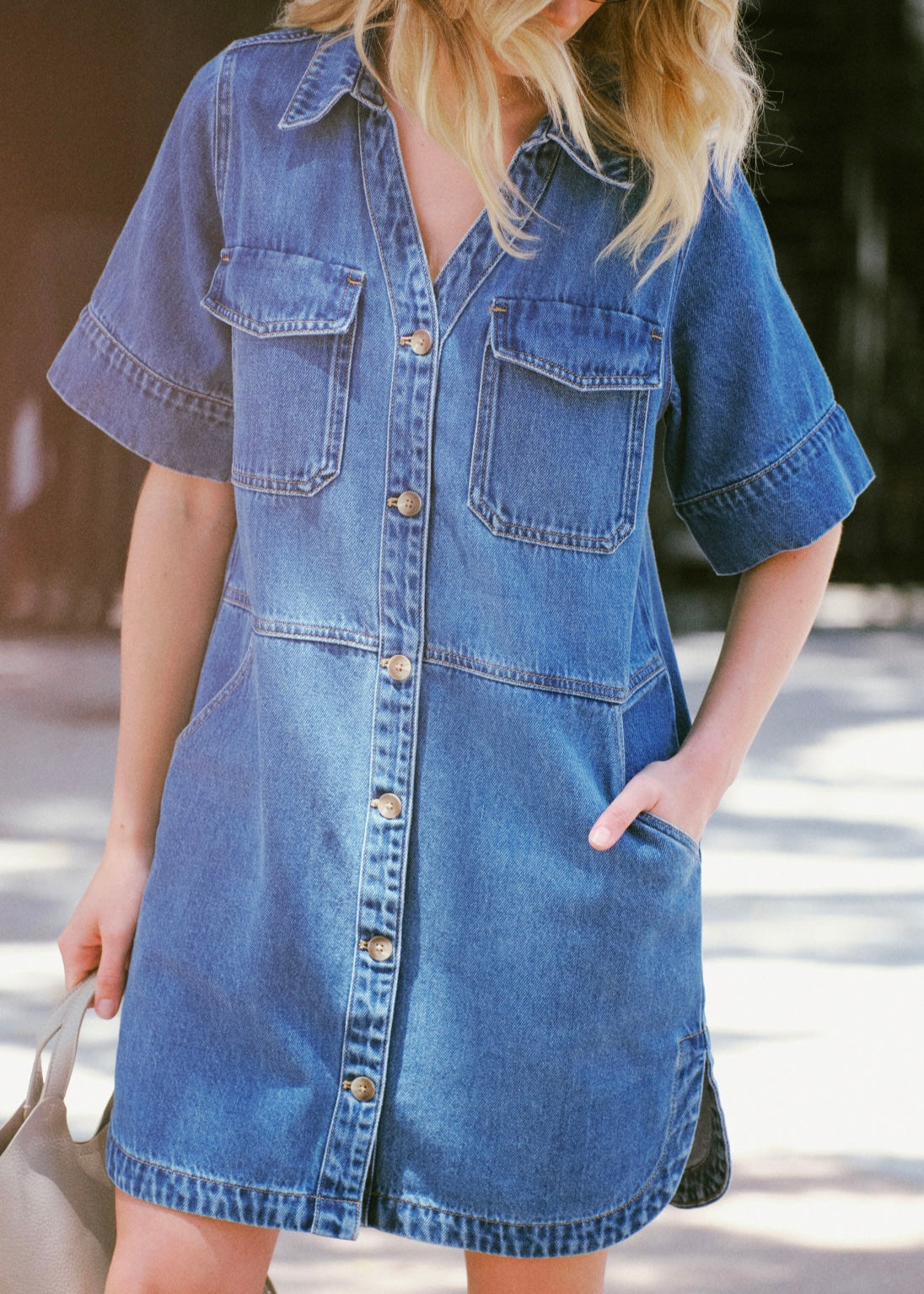 Side Pocket Boxy Dress ~ Fresh Indigo