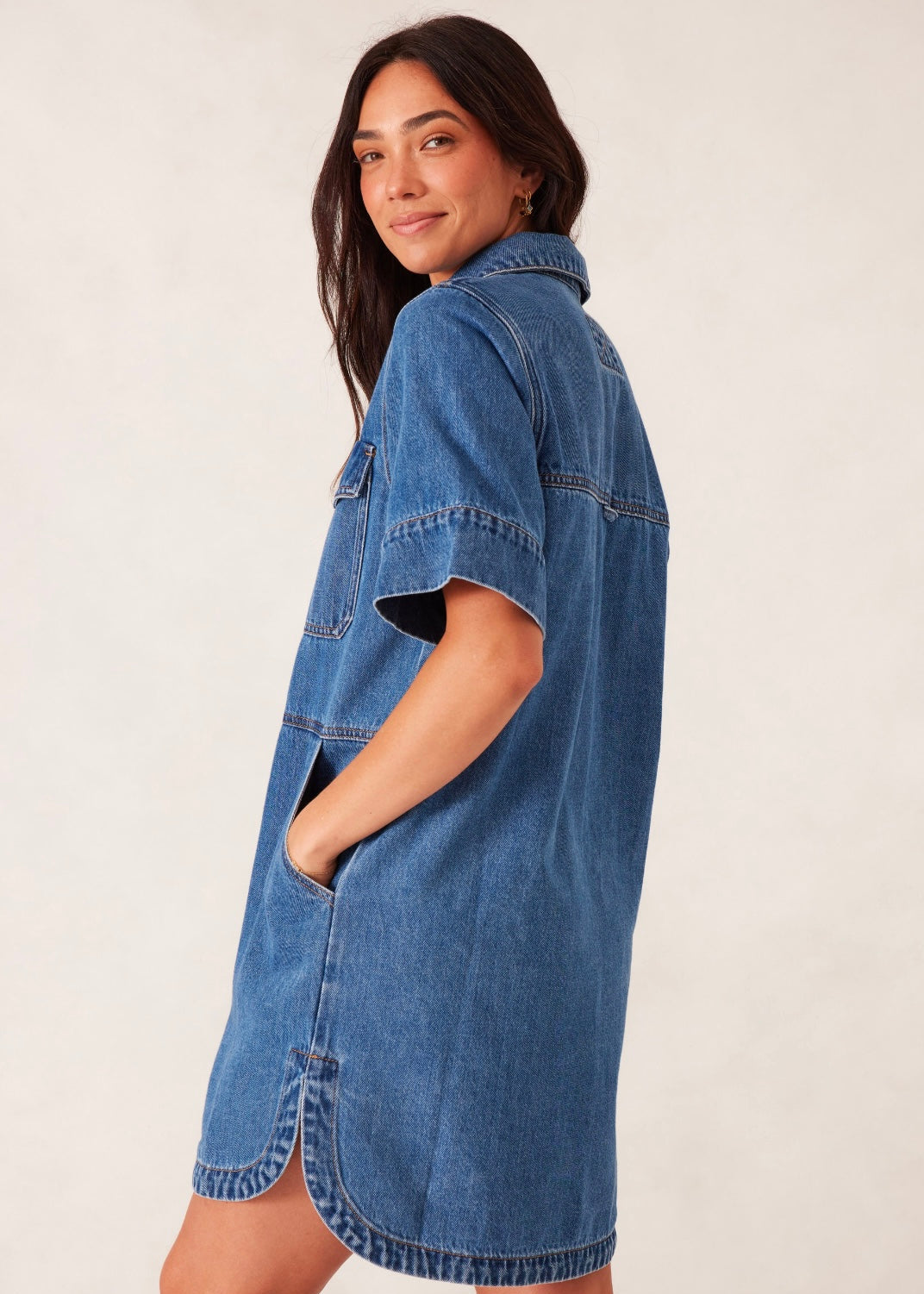 Side Pocket Boxy Dress ~ Fresh Indigo