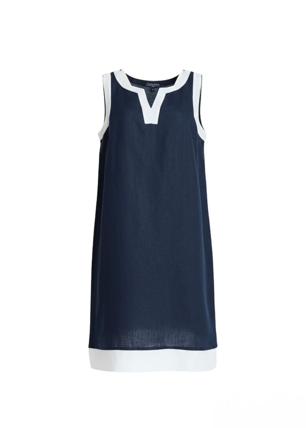 Chloe Contrast Linen Dres ~ Navy/White