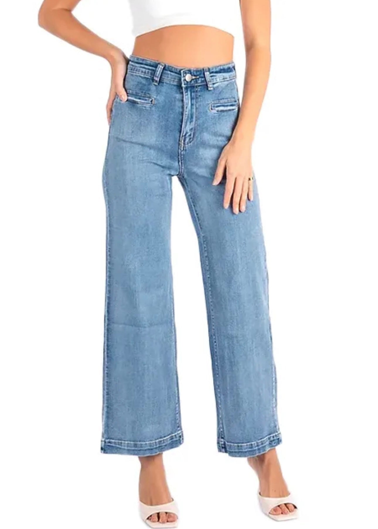 Hayley Wide Leg Jeans ~ Washed Blue