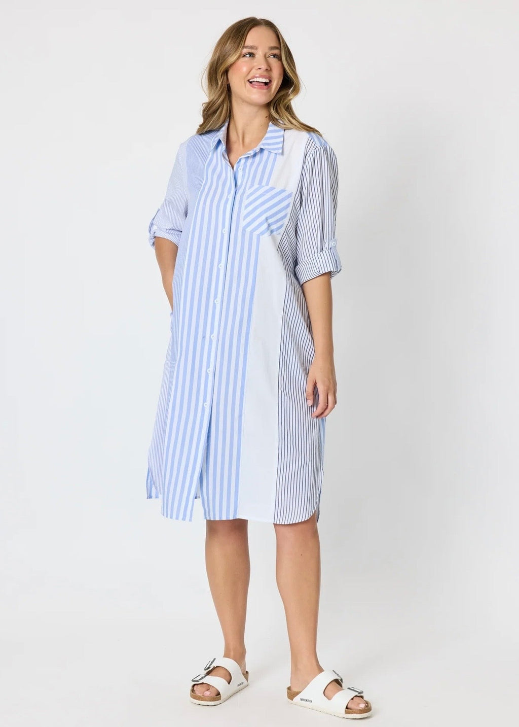 Miramar Stripe Print Dress ~ Blue/White
