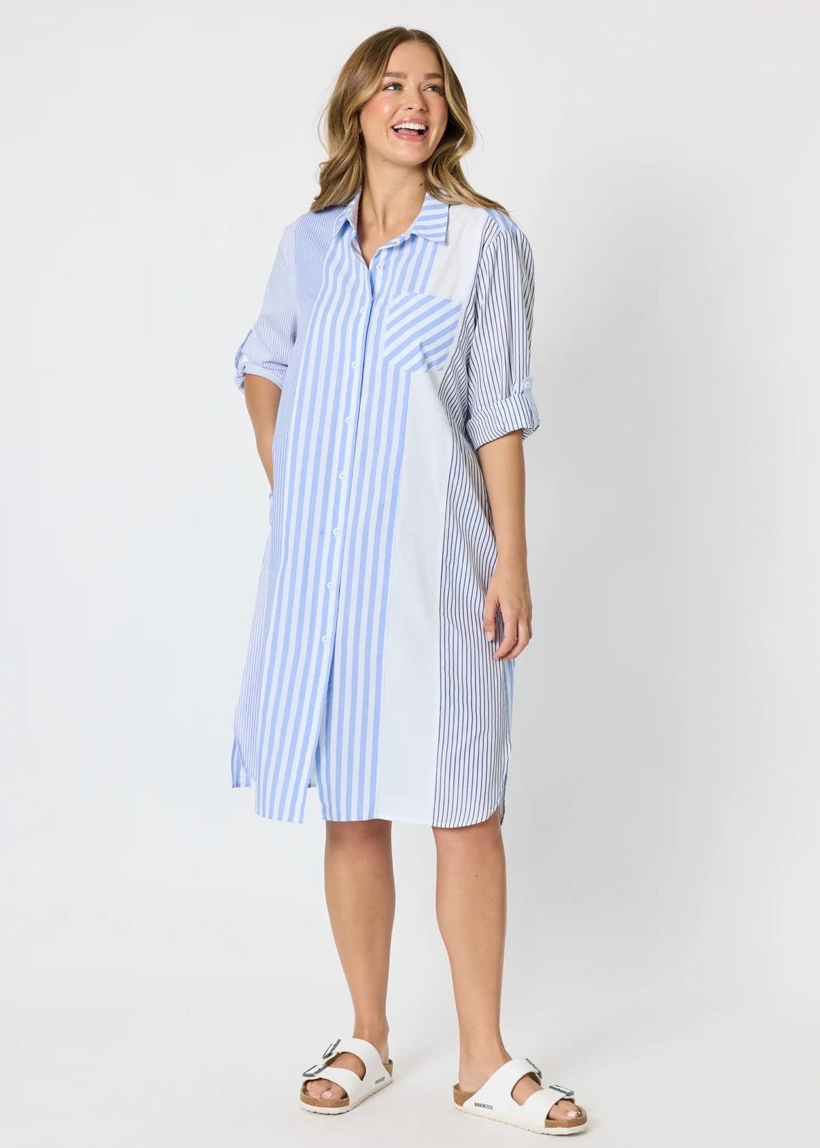 Miramar Stripe Print Dress ~ Blue/White