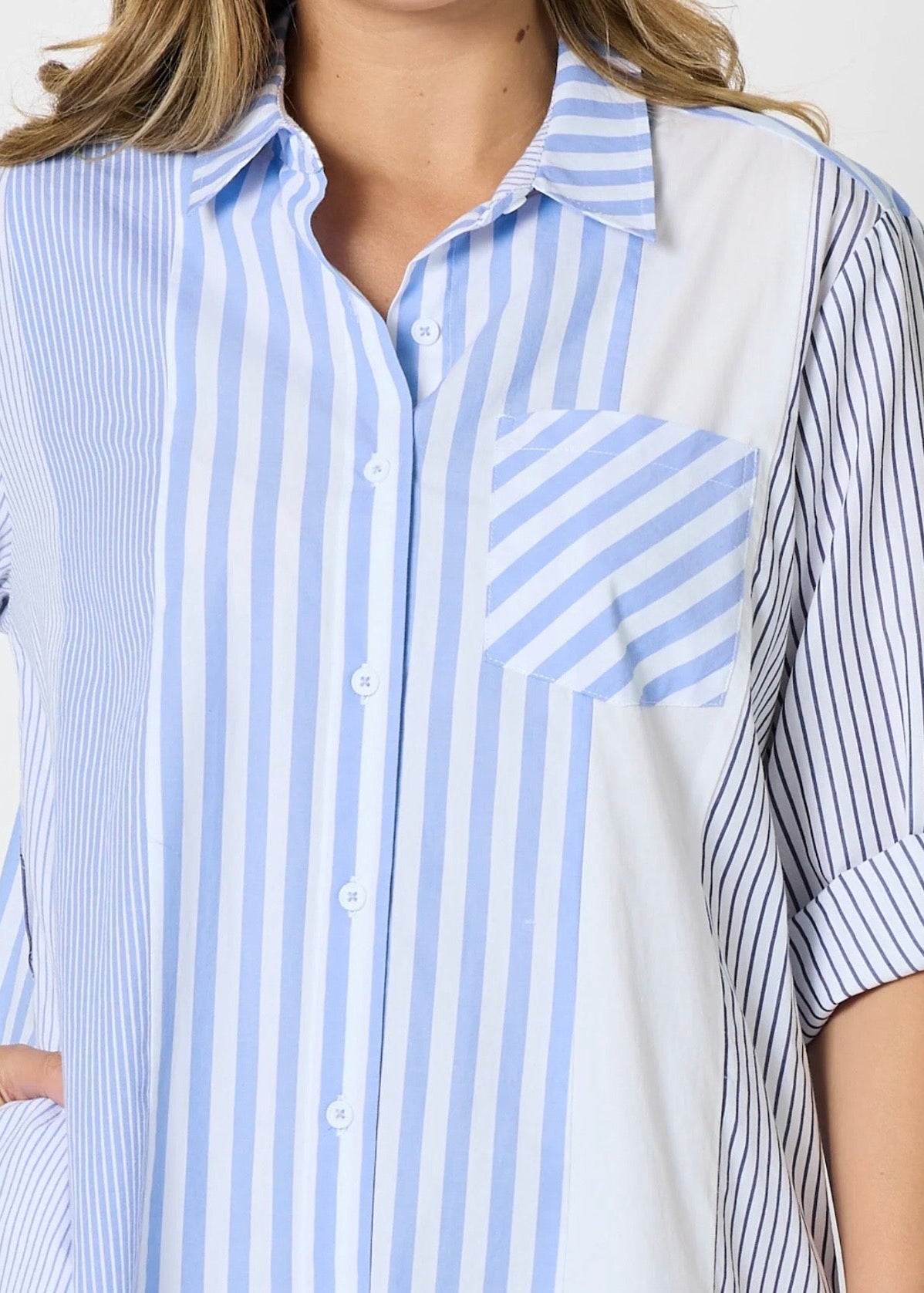 Miramar Stripe Print Dress ~ Blue/White