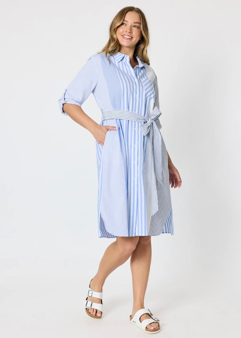 Miramar Stripe Print Dress ~ Blue/White
