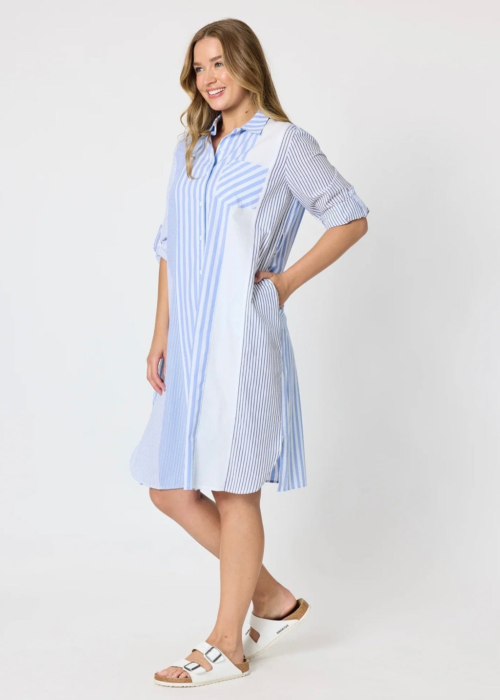 Miramar Stripe Print Dress ~ Blue/White