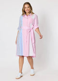 Miramar Stripe Print Dress ~ Pink/White