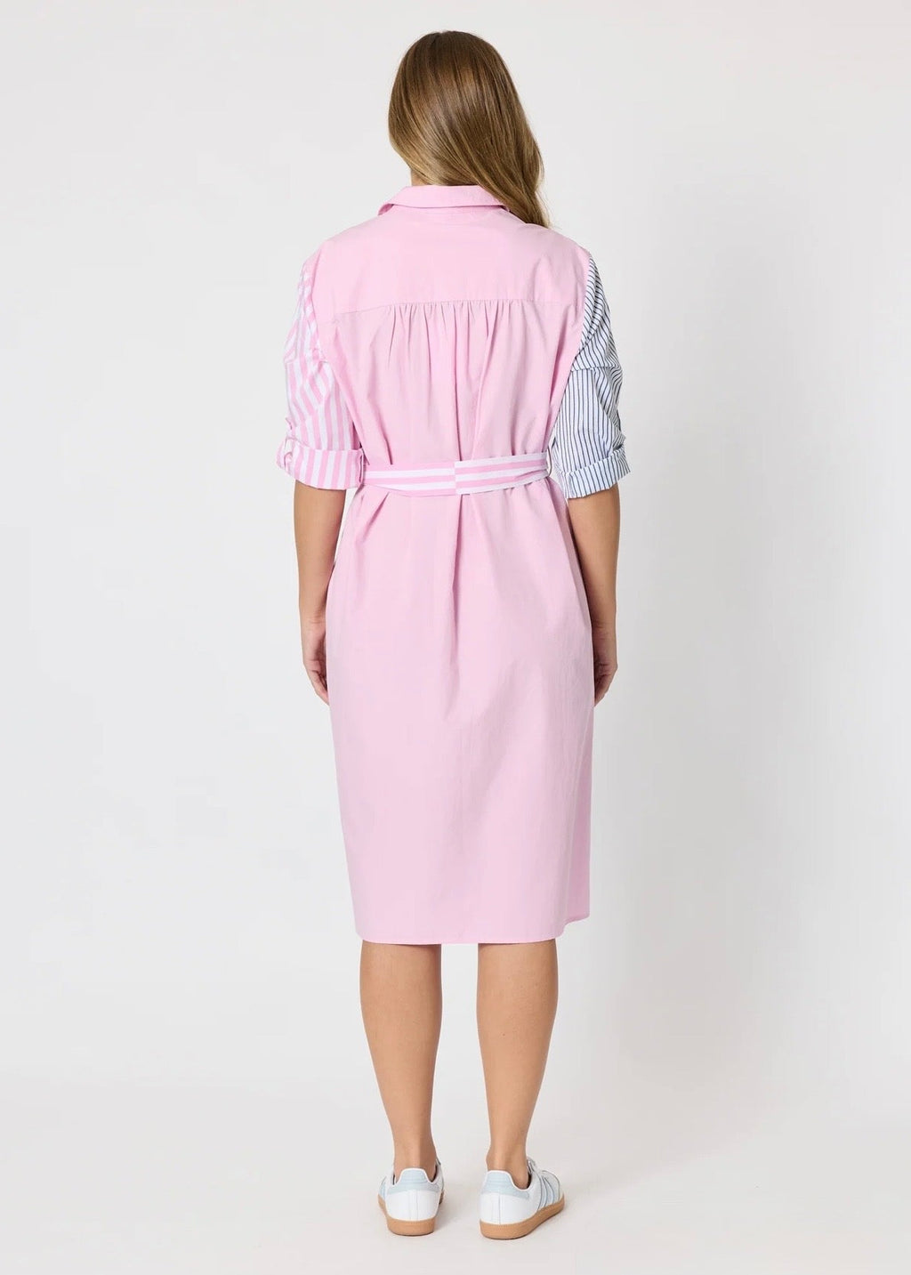 Miramar Stripe Print Dress ~ Pink/White