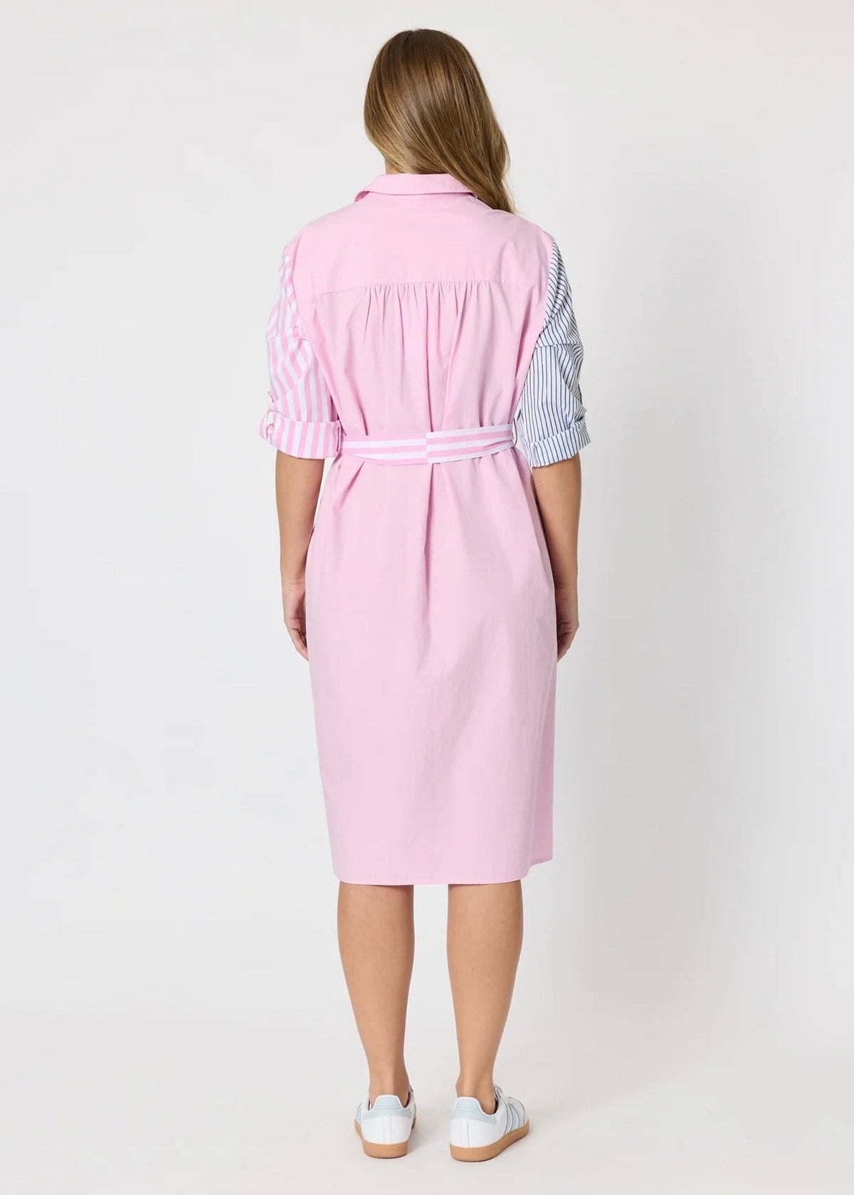 Miramar Stripe Print Dress ~ Pink/White